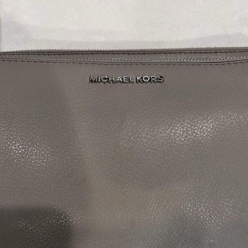 Michael Kors Shoulder Cross Bag Gray‎  Pebble Leather 32S7SAFC3L Tag Double Zip - Picture 6 of 14